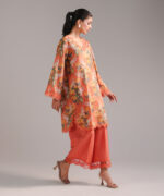 Coral Slub Lawn Straight Suit - View 3