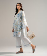 Light Blue Slub Lawn Straight Suit - View 3