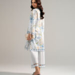 Light Blue Slub Lawn Straight Suit - View 1
