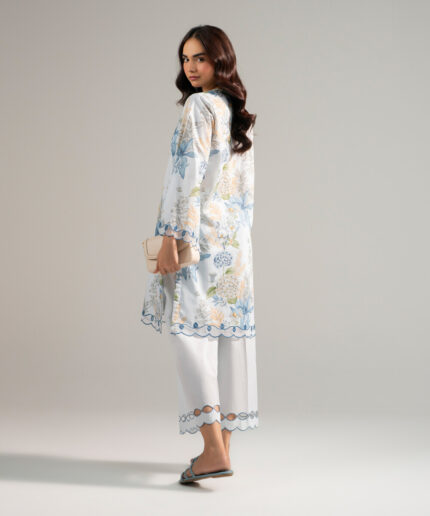 Light Blue Slub Lawn Straight Suit - View 1