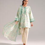Cream Cotton Viscose Straight Shirt Suit - View 1
