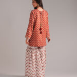 Rust Textured Cotton Straight Suit - View 1