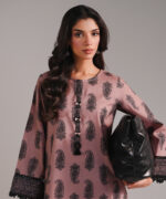 Muted Brown Textured Cotton Straight Suit - View 4