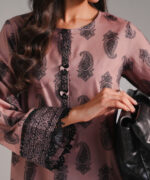 Muted Brown Textured Cotton Straight Suit - View 5