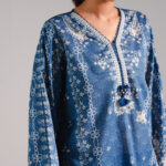 Dark Blue Lawn Shirt Suit - View 1