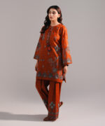 Rust Lawn Straight Suit - View 3