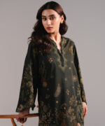 Dark Green Lawn Straight Suit - View 6