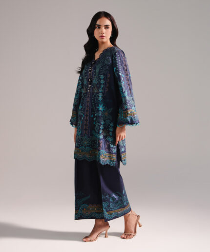 Dark Blue Lawn Shirt Suit - View 1