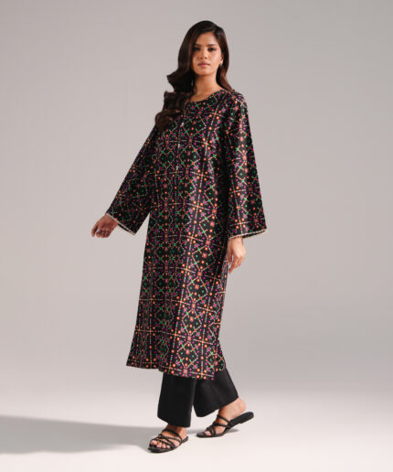 Black Cotton Viscose Shirt Suit - View 1
