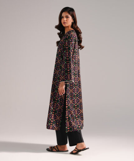Black Cotton Viscose Shirt Suit - View 2