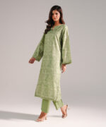 Green Cotton Viscose Shirt Suit - View 2