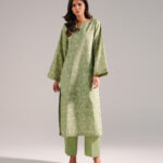Green Cotton Viscose Shirt Suit - View 1