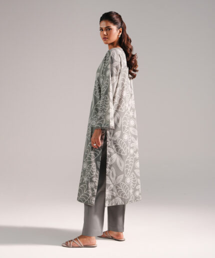 Grey Cotton Viscose Shirt Suit - View 1