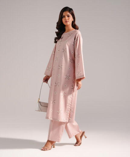 Pink Cotton Viscose Shirt Suit - View 1