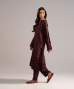 Black Arabic Lawn Straight Shirt Suit - View 4