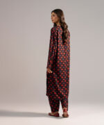 Black Arabic Lawn Straight Shirt Suit - View 3