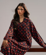 Black Arabic Lawn Straight Shirt Suit - View 5