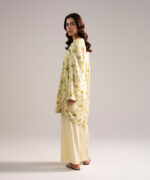 Pale Yellow Arabic Lawn Straight Shirt Suit - View 3