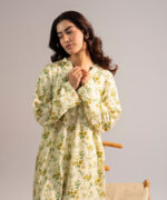 Pale Yellow Arabic Lawn Straight Shirt Suit - View 2