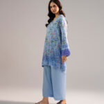 Blue Arabic Lawn Straight Shirt Suit - View 1