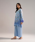 Blue Arabic Lawn Straight Shirt Suit - View 1