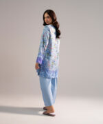 Blue Arabic Lawn Straight Shirt Suit - View 2