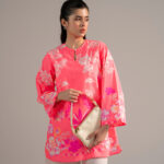 Neon Pink Dobby Straight Shirt Suit - View 1