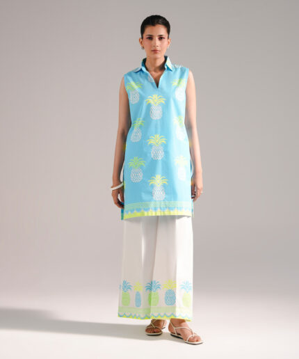 Bright Blue Dobby Shirt Suit - View 1