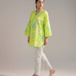 Neon Green Dobby Straight Suit - View 1