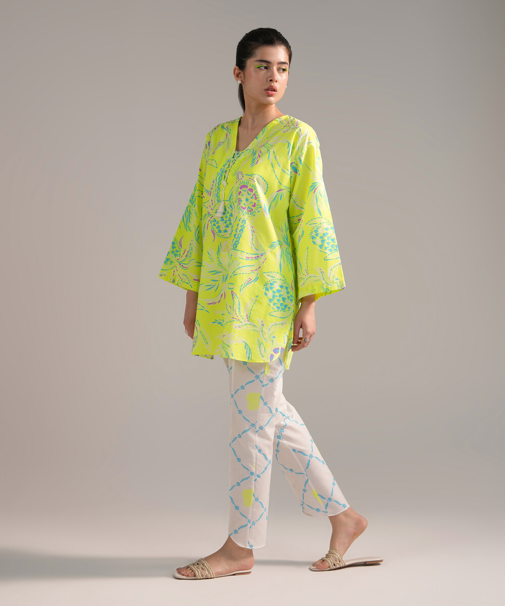 Neon Green Dobby Straight Suit - View 1 Neon Green Dobby Straight Suit - View 1