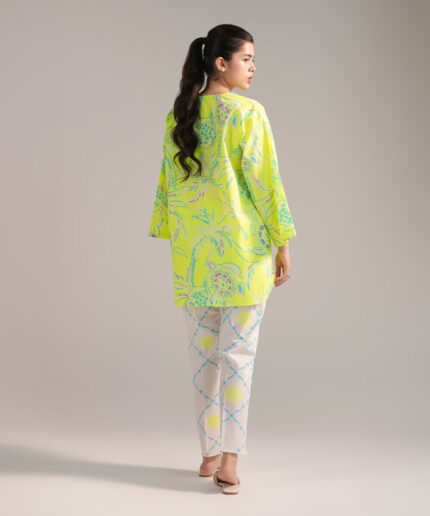Neon Green Dobby Straight Suit - View 2