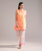 Bright Orange Dobby Straight Suit - View 3