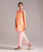 Bright Orange Dobby Straight Suit - View 4