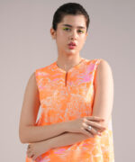 Bright Orange Dobby Straight Suit - View 5