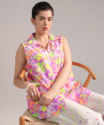 Purple Dobby Straight Suit - View 2
