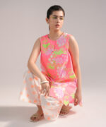Neon Pink Dobby Straight Suit - View 4