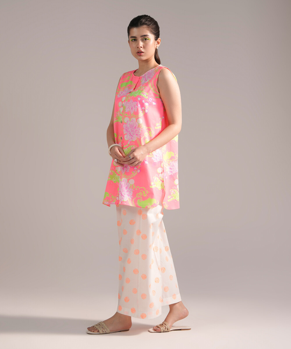 Neon Pink Dobby Straight Suit - View 1 Neon Pink Dobby Straight Suit - View 1
