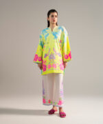 Neon Green Dobby Straight Shirt Suit - View 2
