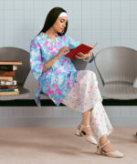Neon Blue Dobby Straight Suit - View 3