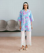 Neon Blue Dobby Straight Suit - View 1