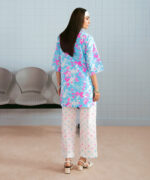 Neon Blue Dobby Straight Suit - View 2