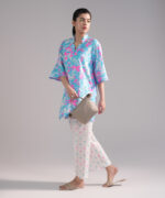 Neon Blue Dobby Straight Suit - View 5