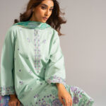 Seafoam Green Lawn Straight Suit - View 1