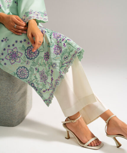 Seafoam Green Lawn Straight Suit - View 2