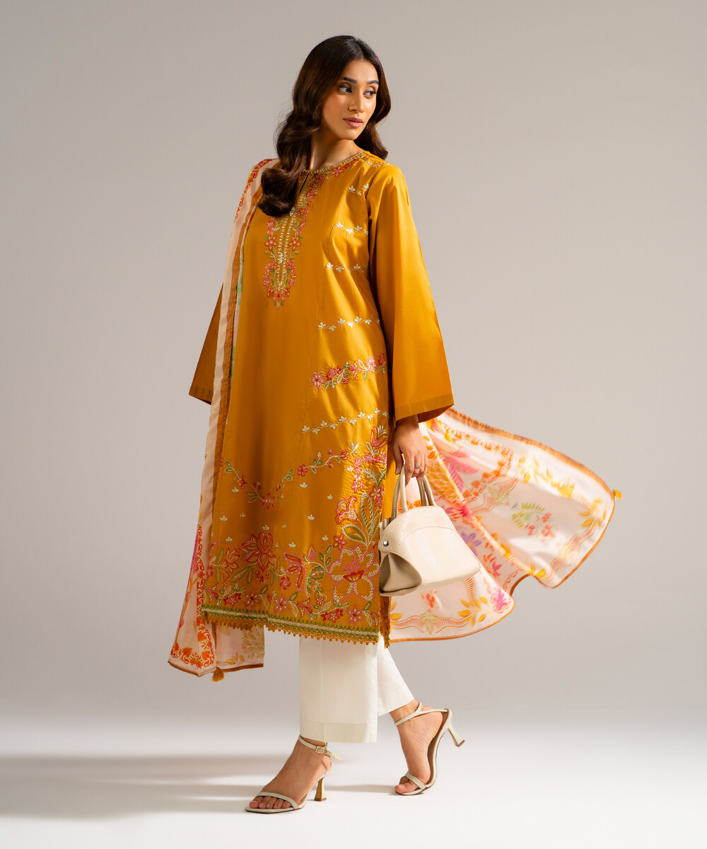 Mustard Lawn Straight Suit - View 1 Mustard Lawn Straight Suit - View 1