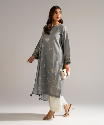 Grey Lawn Straight Suit - View 1