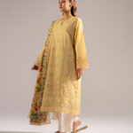 Yellow Zari Lawn A-Line Suit - View 1