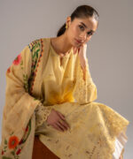 Yellow Zari Lawn A-Line Suit - View 5