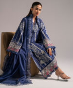 Dark Blue Dobby A-Line Suit - View 5