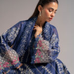 Dark Blue Dobby A-Line Suit - View 1
